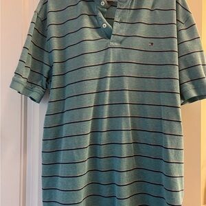 Tommy Hilfiger Men's Teal Striped Polo
